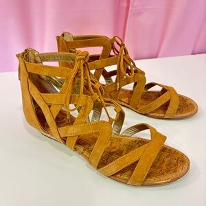 Sam Edelman Brown Lace Up Tan Strappy Sandals 8